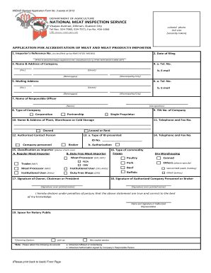 Forms from National Meat Inspection Service (NMIS):.